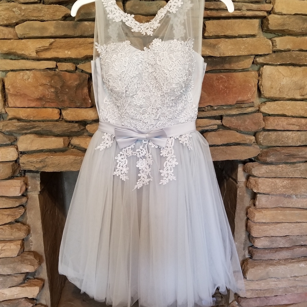 Light grey black tie dress